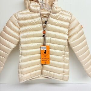 SAVE THE DUCK Beige Quilted Jacket with Hood